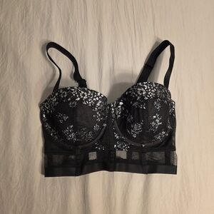 Victoria's Secret Black and Silver Long Line Bra Corset Top